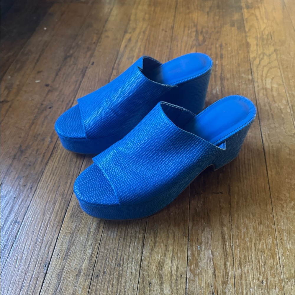 Charlotte Stone Blue Wedge Sandals